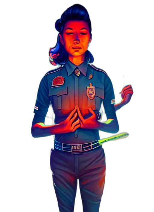 staff, jacket, robot, weapon transparent PNG cut-out