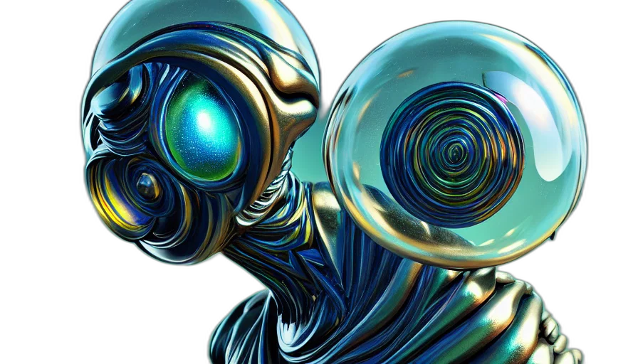 robot, mask, 3d render, concept art, comic book art, cyberpunk, outer space, blue transparent PNG cut-out