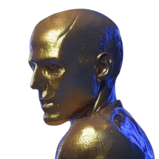 face, mask, crown, jewelry, 3d render, photorealistic, concept art, golden transparent PNG cut-out