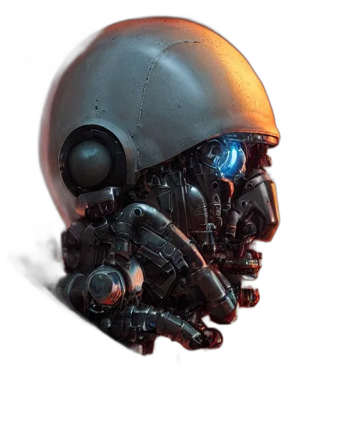 robot, mask, face, creature, concept art, cyberpunk, 3d render, photorealistic transparent PNG cut-out