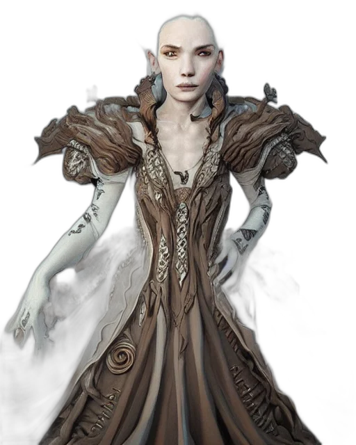 dress, staff, jewelry, face, fantasy art, concept art, photorealistic, 3d render transparent PNG cut-out