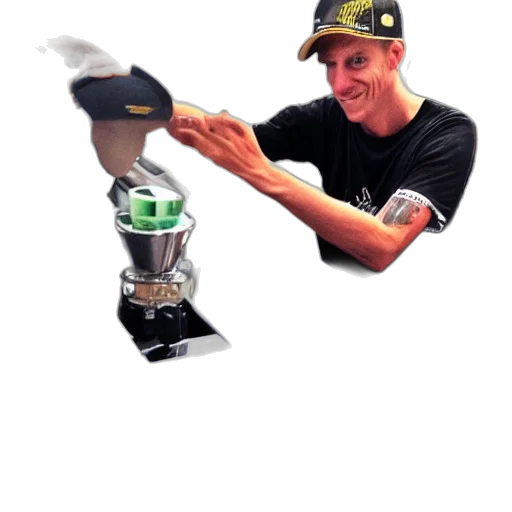 staff, robot, weapon, hat, 3d render, concept art, photorealistic, tony transparent PNG cut-out