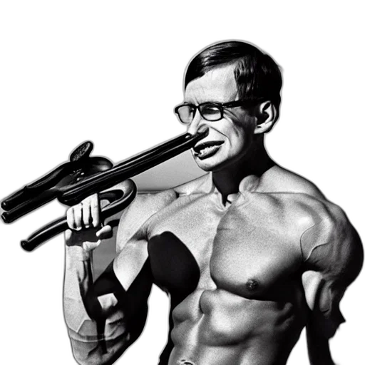 weapon, comic book art, cartoon, photorealistic, pencil sketch, stephen, hawking, tropical transparent PNG cut-out