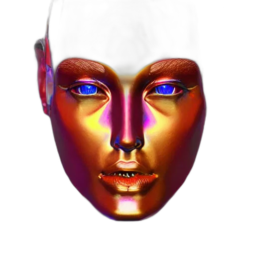 mask, face, robot, jewelry, 3d render, photorealistic, concept art, cyberpunk transparent PNG cut-out