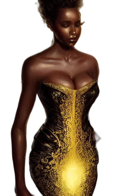 dress, jewelry, crown, fantasy art, concept art, comic book art, photorealistic, golden transparent PNG cut-out