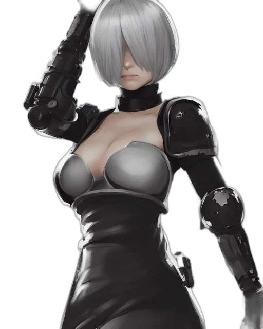 robot, weapon, dress, jacket, concept art, cyberpunk, 3d render, comic book art transparent PNG cut-out
