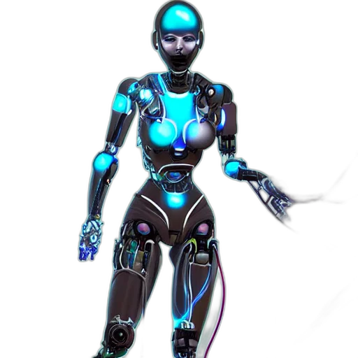 robot, cyberpunk, concept art, 3d render transparent PNG cut-out
