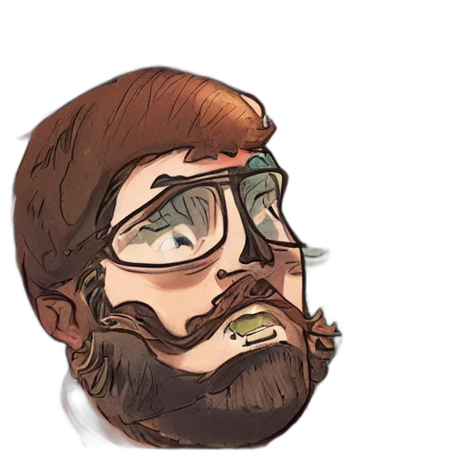 face, staff, jacket, cartoon, concept art, watercolor, comic book art, reddit transparent PNG cut-out