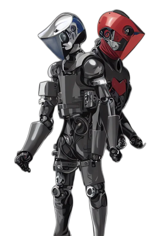 robot, mask, concept art, 3d render transparent PNG cut-out