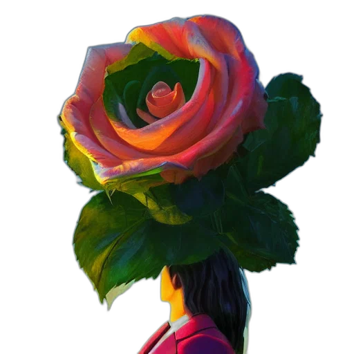 flower, crown, face, dress, oil painting, photorealistic, concept art, 3d render transparent PNG cut-out