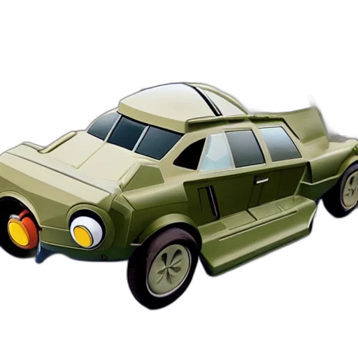 car, 3d render, concept art, photorealistic, flying, ghibli transparent PNG cut-out