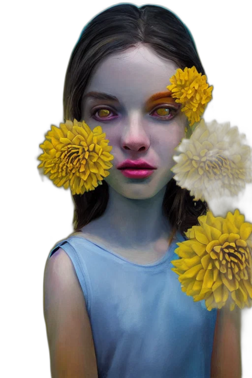 flower, face, mask, creature, photorealistic, fantasy art, concept art, oil painting transparent PNG cut-out