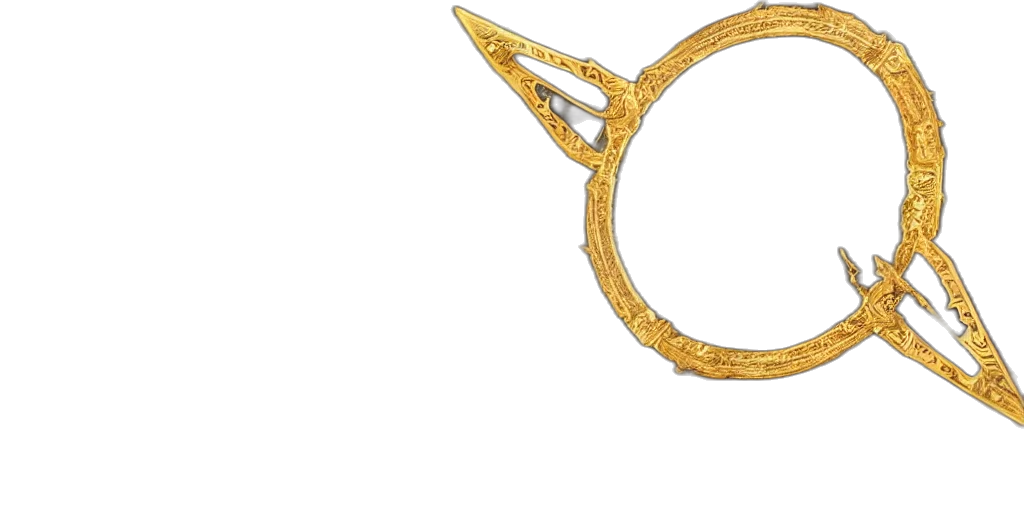 jewelry, crown, staff, mask, 3d render, golden, glaive, krull transparent PNG cut-out