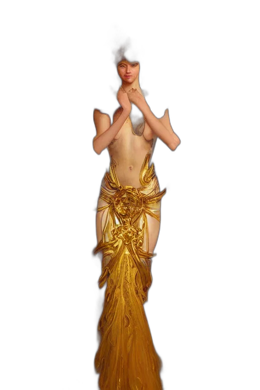dress, jewelry, staff, concept art, fantasy art, 3d render, pixel art, underwater transparent PNG cut-out