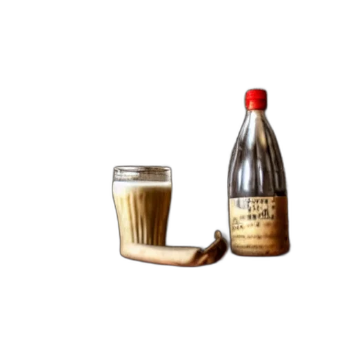 bottle, food, 3d render, photorealistic, pixel art, concept art, milk, over transparent PNG cut-out