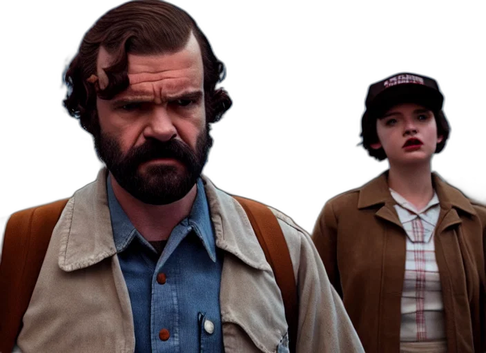 film, still, jim, hopper, joyce, byers, stranger, things transparent PNG cut-out