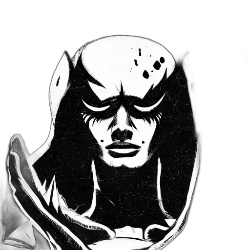 mask, face, crown, creature, comic book art, concept art, pencil sketch, cartoon transparent PNG cut-out