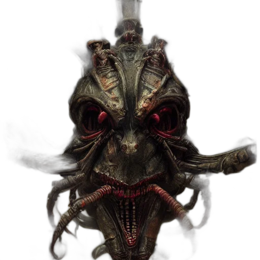 mask, creature, staff, face, concept art, fantasy art, photorealistic, 3d render transparent PNG cut-out