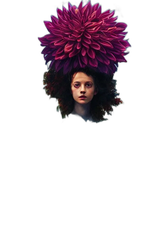 crown, hat, hair, flower, photorealistic, concept art, 3d render, vaporwave transparent PNG cut-out