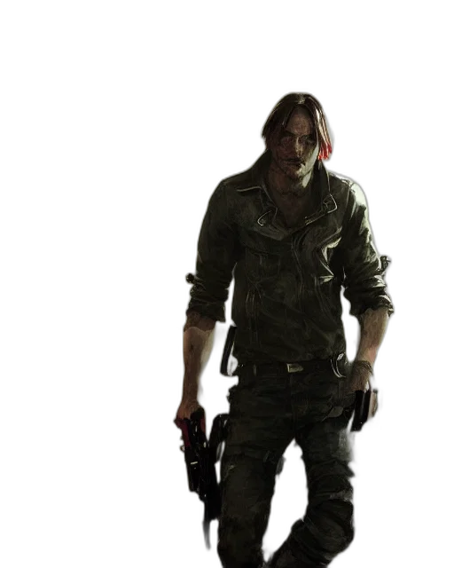 weapon, concept art, photorealistic, battle, hardened, charismatic, rugged, leon transparent PNG cut-out