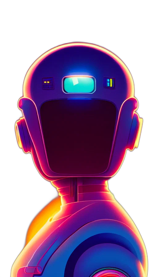 robot, mask, face, jacket, cyberpunk, vaporwave, pixel art, concept art transparent PNG cut-out