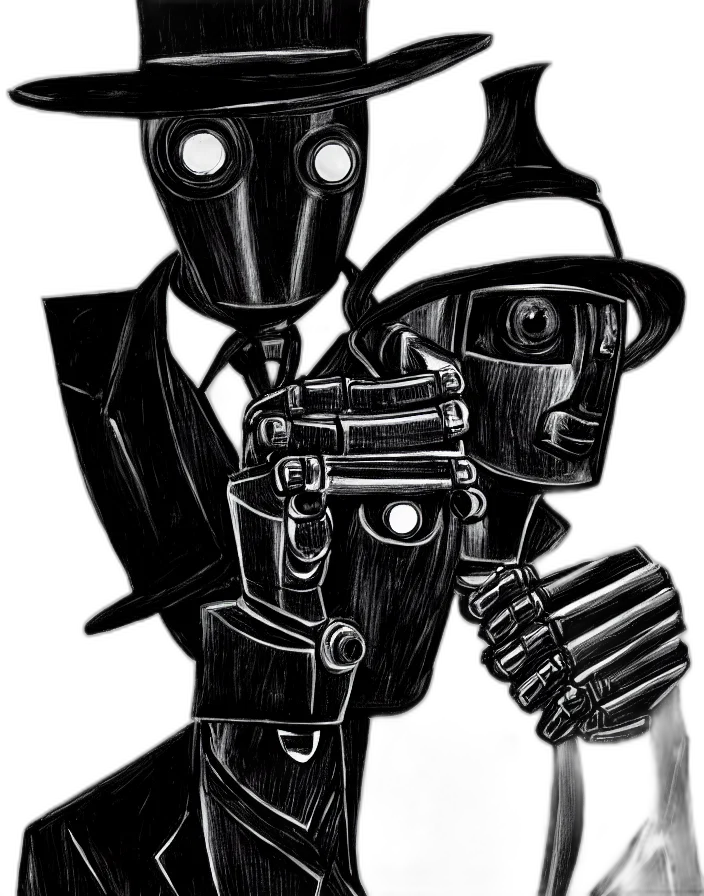 robot, weapon, mask, staff transparent PNG cut-out