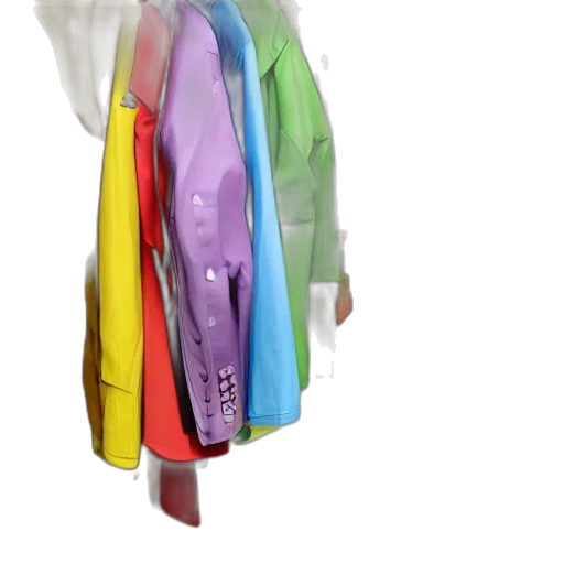 jacket, dress, umbrella, staff, 3d render, colorful, neon, pastel transparent PNG cut-out