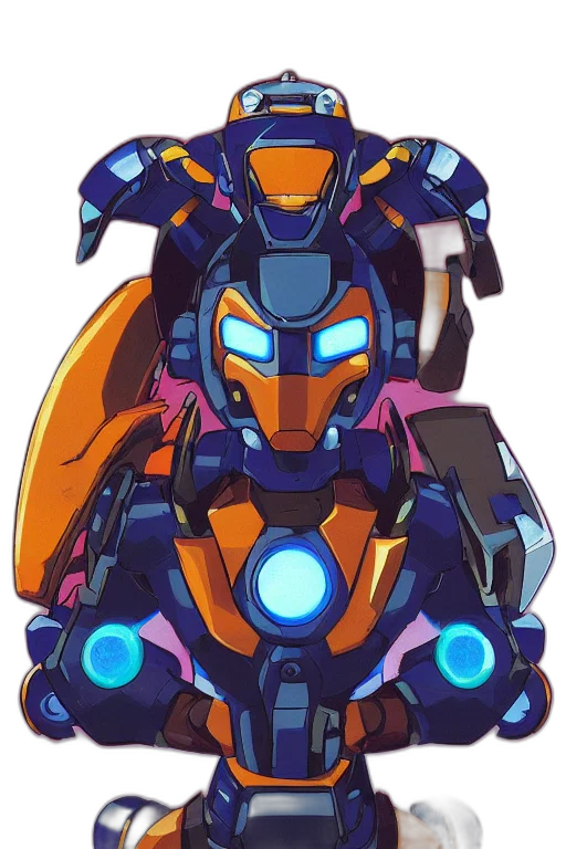 robot, weapon, concept art, pixel art, anime, cartoon, colorful, neon transparent PNG cut-out