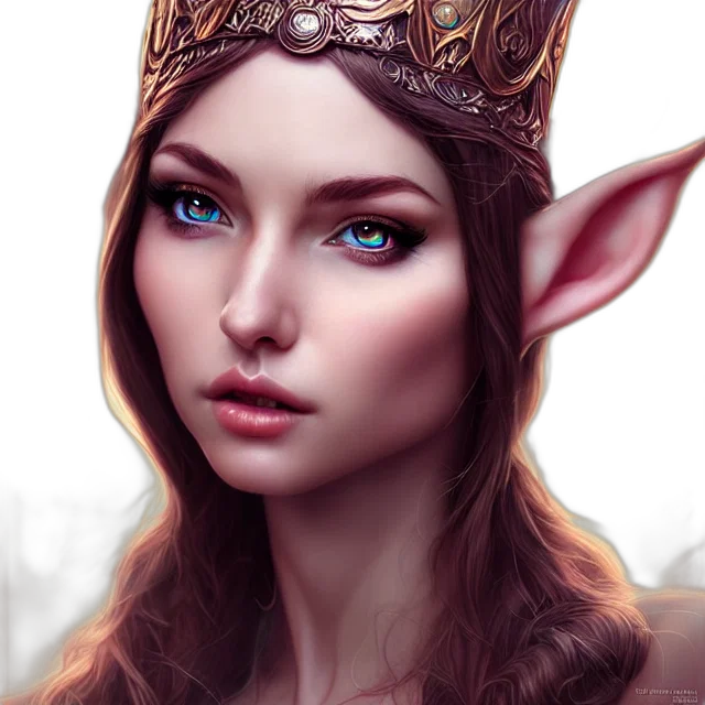 crown, face, jewelry, fantasy art, photorealistic, concept art, comic book art, golden transparent PNG cut-out