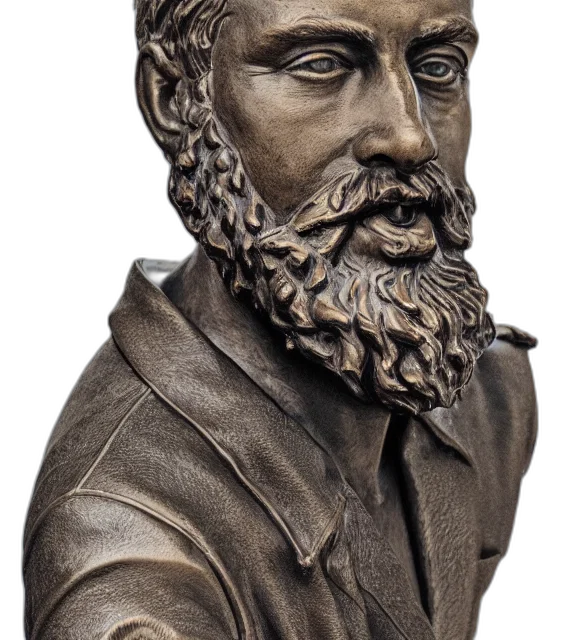 face, photorealistic, photo, medium, shot, bronze, statue, man transparent PNG cut-out