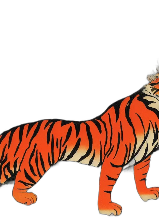 animal, creature, concept art, 3d render, photorealistic, fantasy art, fire, tiger transparent PNG cut-out