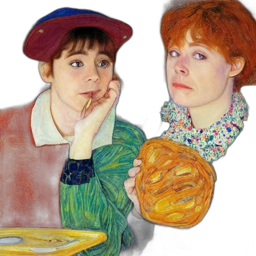 hat, food, oil painting, photorealistic transparent PNG cut-out