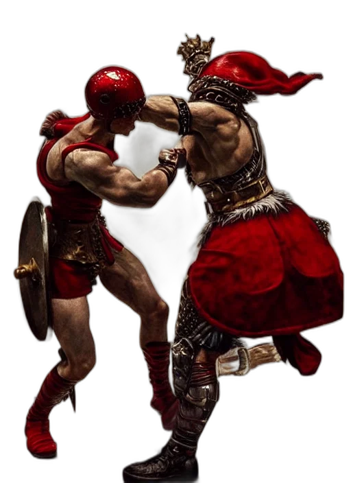 concept art, fantasy art, comic book art, fight, scene, renaissance, painting, bodybuilder transparent PNG cut-out