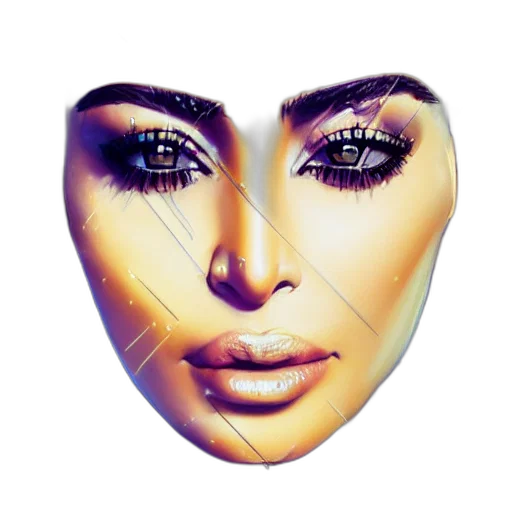 mask, face, jewelry, crown, photorealistic, 3d render, cartoon, vaporwave transparent PNG cut-out