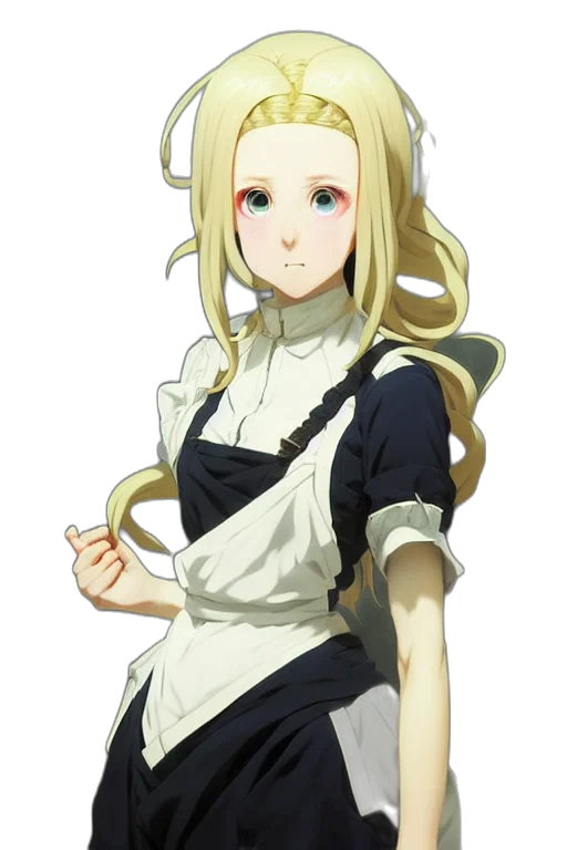 dress, staff, face, robot, anime, pixel art, concept art, cartoon transparent PNG cut-out