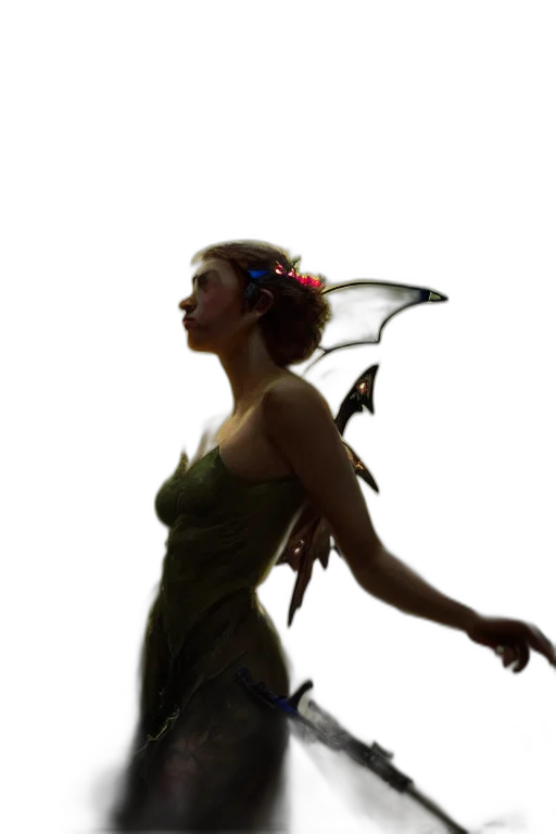 dragon, dress, staff, creature transparent PNG cut-out