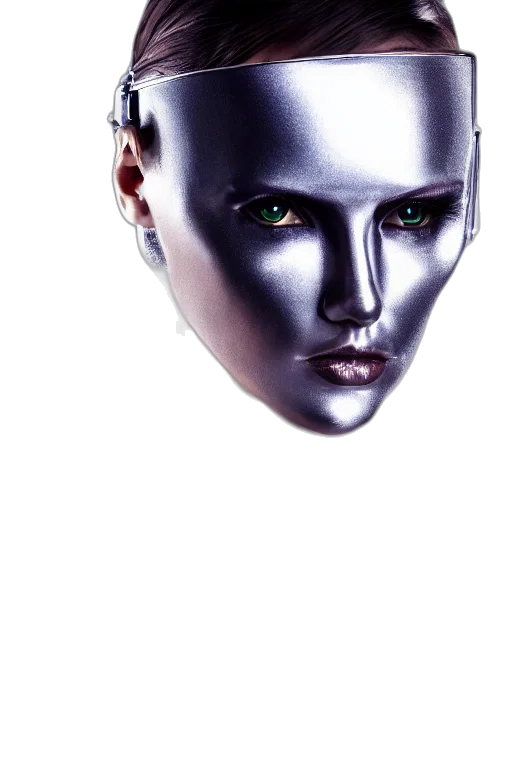 mask, face, robot, jewelry, photorealistic, 3d render, cyberpunk, concept art transparent PNG cut-out