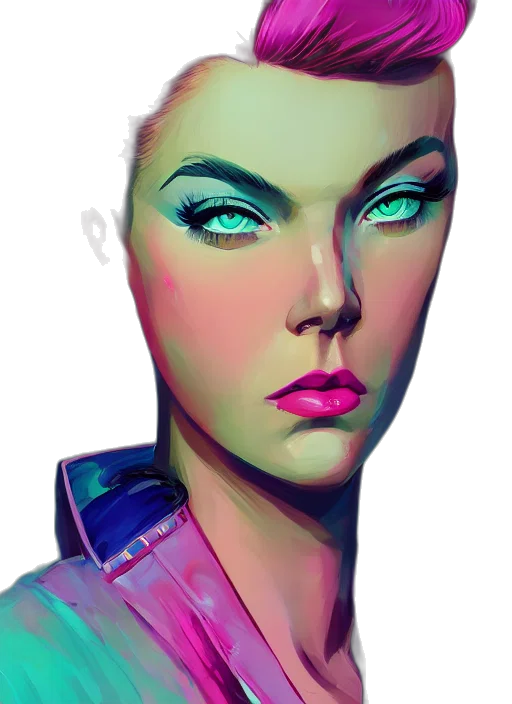 face, robot, jacket, cyberpunk transparent PNG cut-out
