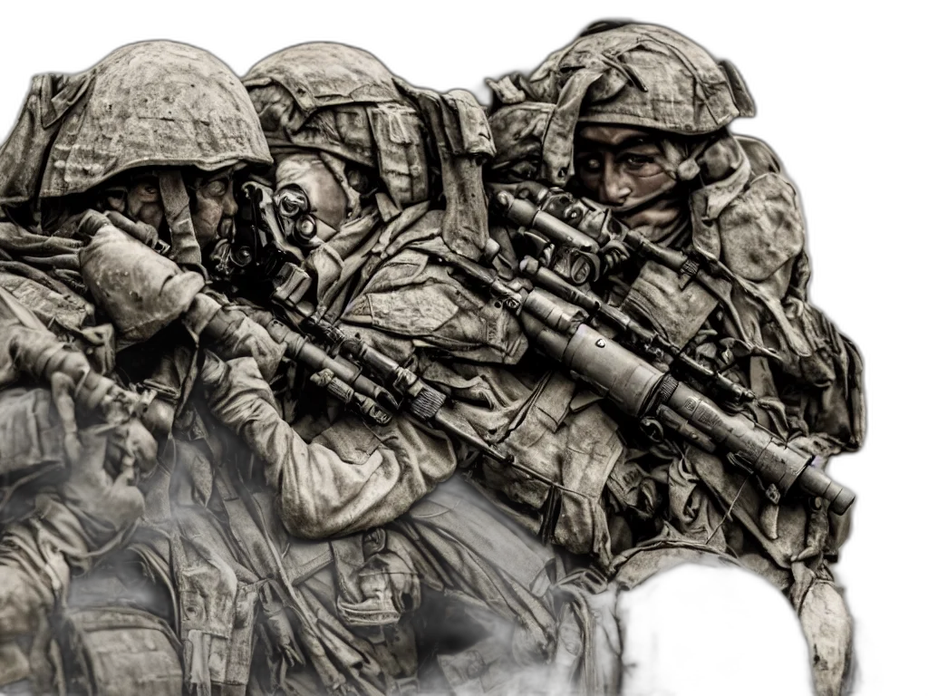 weapon, concept art, photorealistic, comic book art, 3d render, earth tones, war, photography transparent PNG cut-out