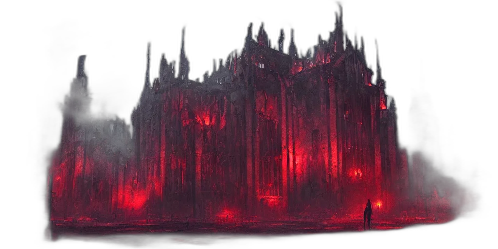 crown, building, mask, sword, concept art, fantasy art, 3d render, cyberpunk transparent PNG cut-out