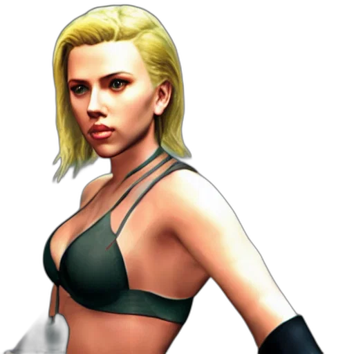 concept art, 3d render, photorealistic, pixel art, scarlett, johansson, playstation, render transparent PNG cut-out