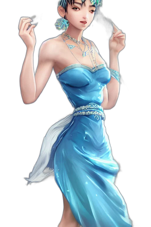 dress, staff, jewelry, crown, fantasy art, concept art, pixel art, anime transparent PNG cut-out
