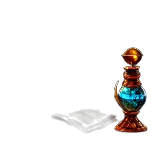 bottle, crown, sword, jewelry, 3d render, pixel art, concept art, fantasy art transparent PNG cut-out