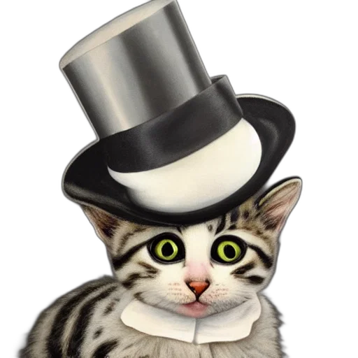 hat, staff, animal, photorealistic, cartoon, concept art, detailed, painting transparent PNG cut-out