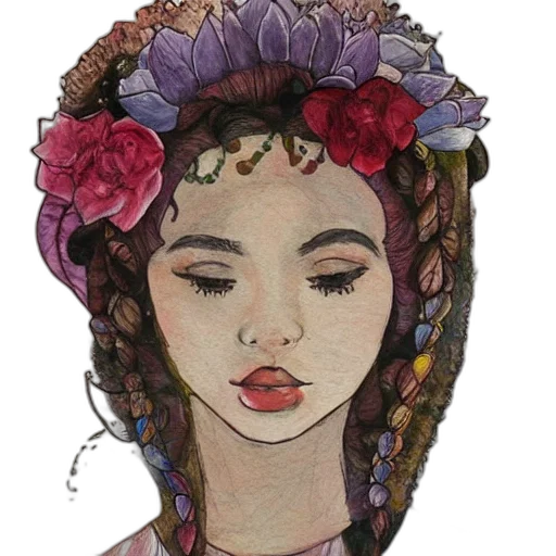 crown, jewelry, face, dress, watercolor, fantasy art, photorealistic, oil painting transparent PNG cut-out