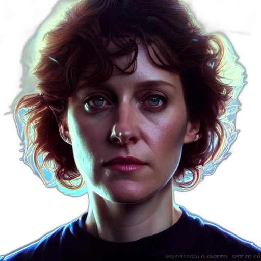 face, robot, photorealistic, concept art, oil painting, comic book art, neon lights, outer space transparent PNG cut-out