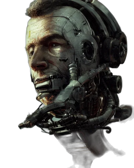 robot, face, mask, creature, concept art, cyberpunk, 3d render, photorealistic transparent PNG cut-out