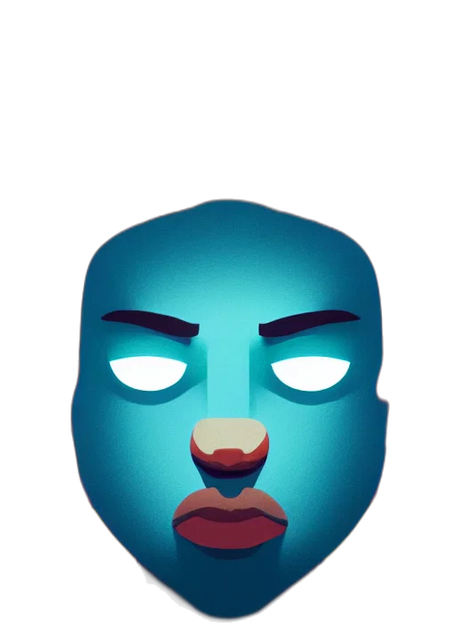 mask, face, robot, creature, concept art, vaporwave, 3d render, cartoon transparent PNG cut-out