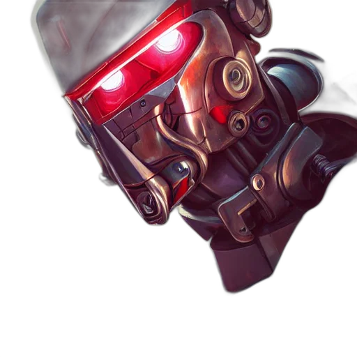 robot, weapon, mask, face, concept art, cyberpunk, 3d render, comic book art transparent PNG cut-out