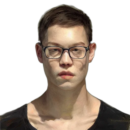 face, jacket, robot, creature, photorealistic, oil painting, concept art, fantasy art transparent PNG cut-out